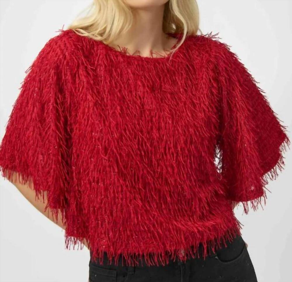 NEW JOSEPH RIBKOFF knit shimmer top in red